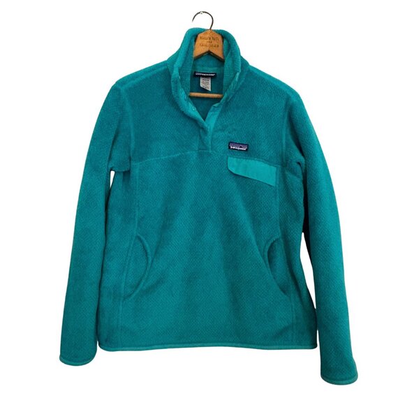 Vintage PATAGONIA Re-Tool Pullover Fleece Sweatshirt 2000s Teal Women’s M GUC - Picture 1 of 9